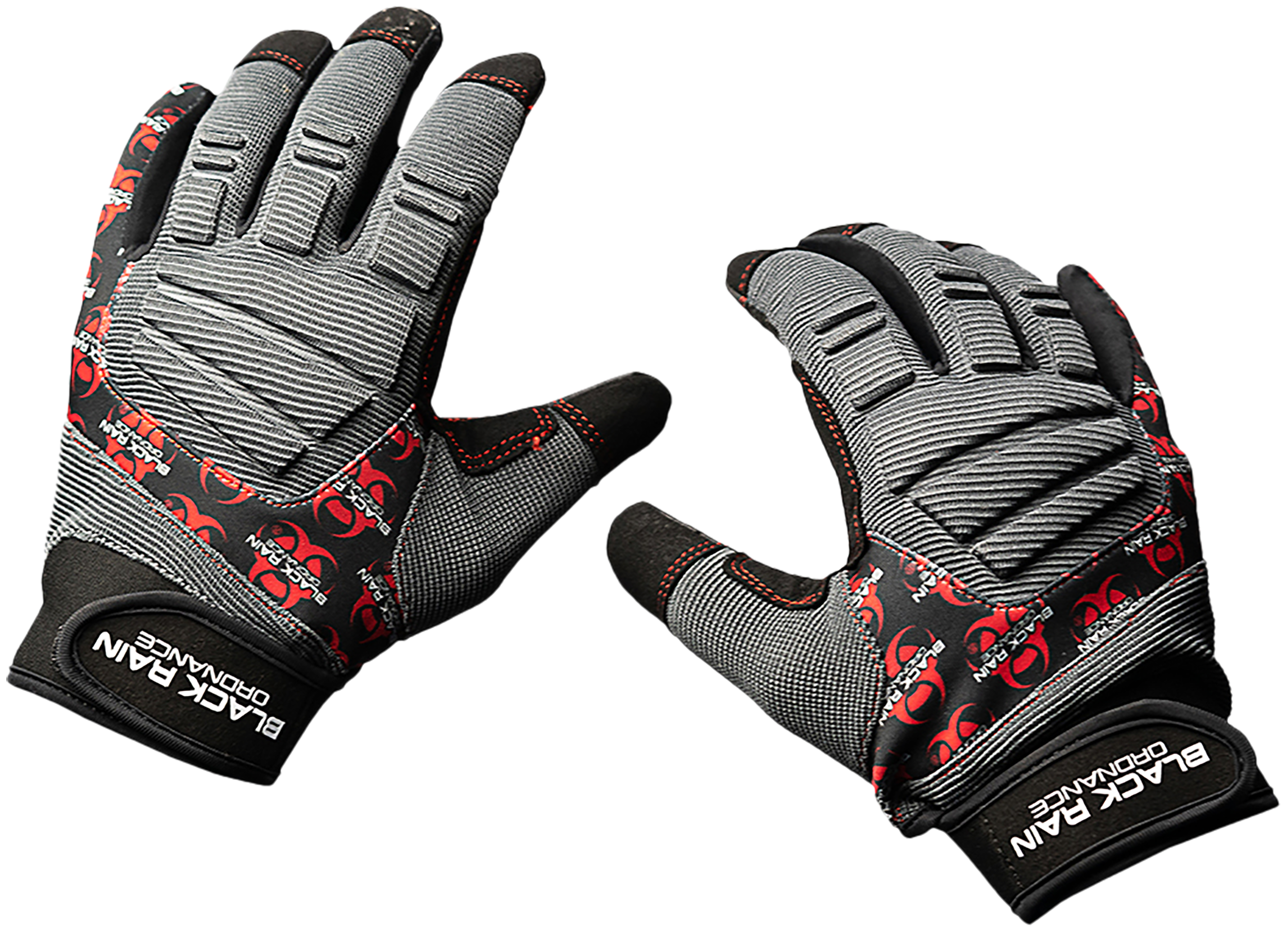 Black Rain Ordnance TACTGLOVEGRY/BLK/RDXL Tactical Gloves  Black/Gray/Red XL Velcro