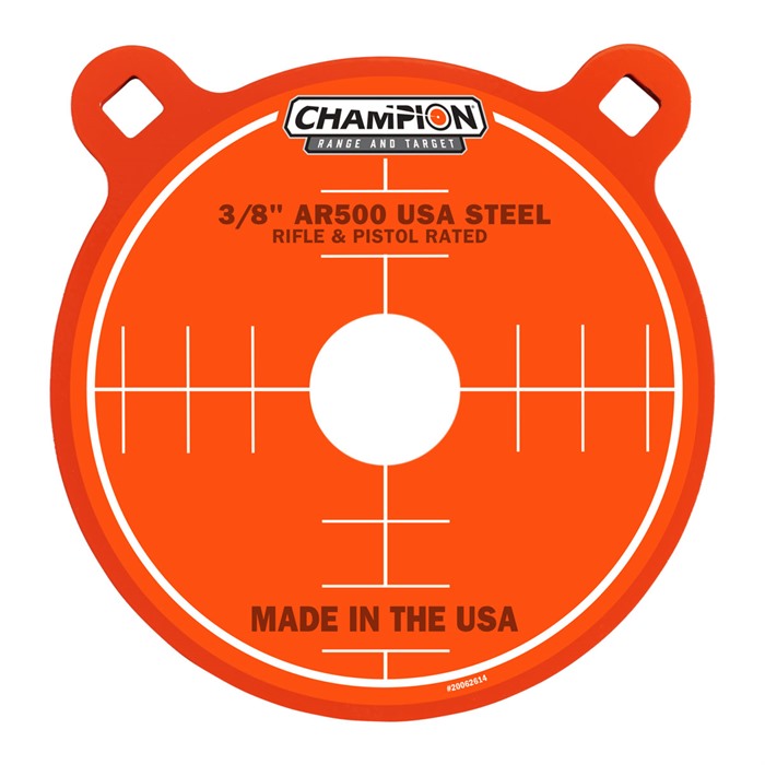 Champion Targets 44903 Center Mass Gong 8" Rifle Gray AR500 Steel Gong 0.38" Thick Hanging