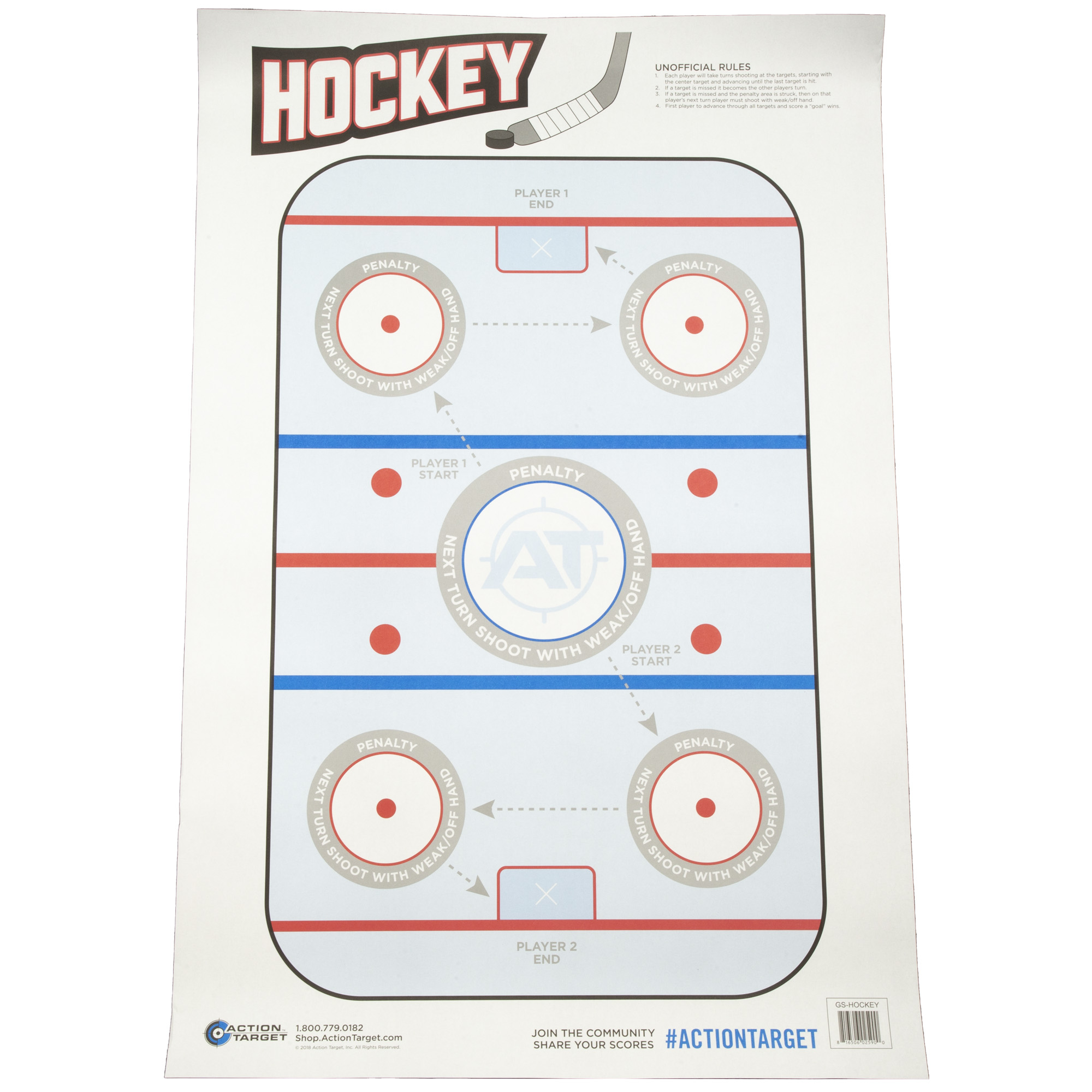 Action Target GSHOCKEY100 Entertainment  Hockeye Paper Hanging 23" x 35" Blue/White 100 Per Box