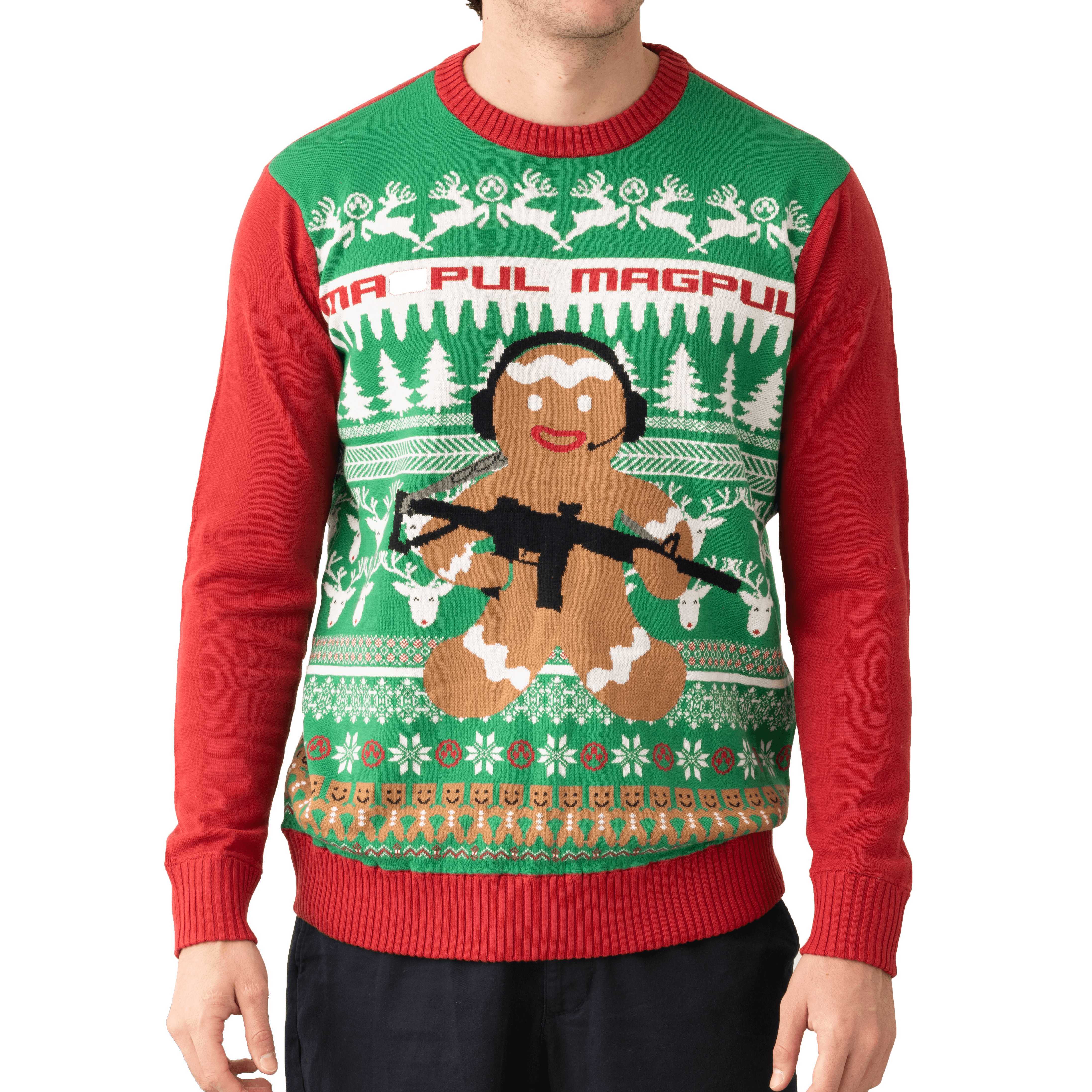Magpul MAG11989753X Ugly Christmas GingARbread Man Multi-Color, Cotton/Acrylic, Long Sleeve, 3XL