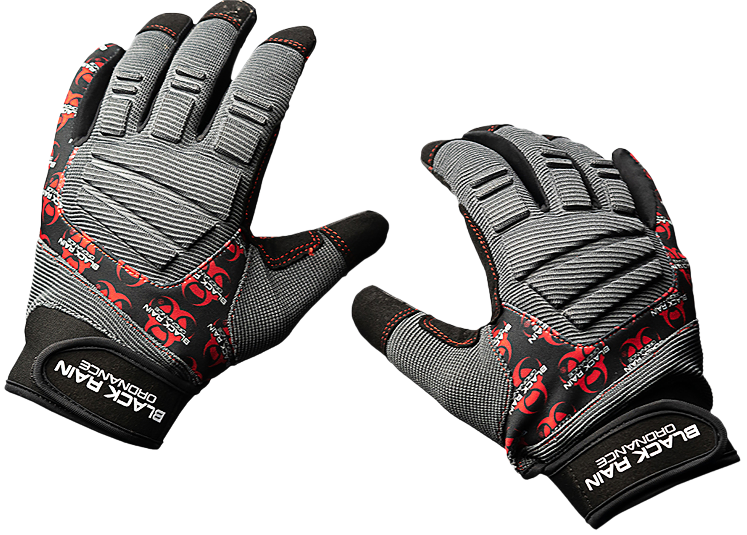 Black Rain Ordnance TACTGLOVEGRY/BLK/RDL Tactical Gloves  Black/Gray/Red Large Velcro