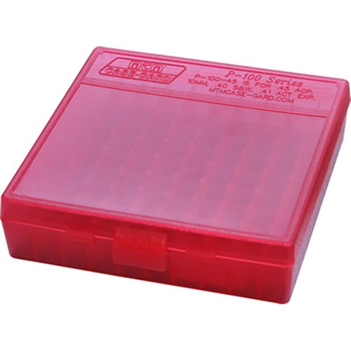 MTM Case-Gard P100329 Ammo Box Flip-Top Multi Caliber Clear Red Polypropylene 100rd