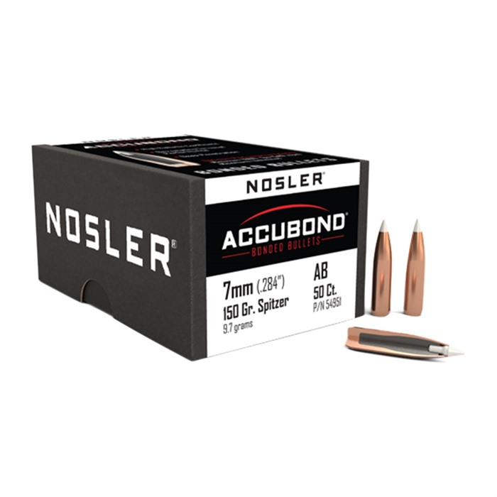 Nosler AccuBond 7mm 150 gr Spitzer Point Bullets 50 pk