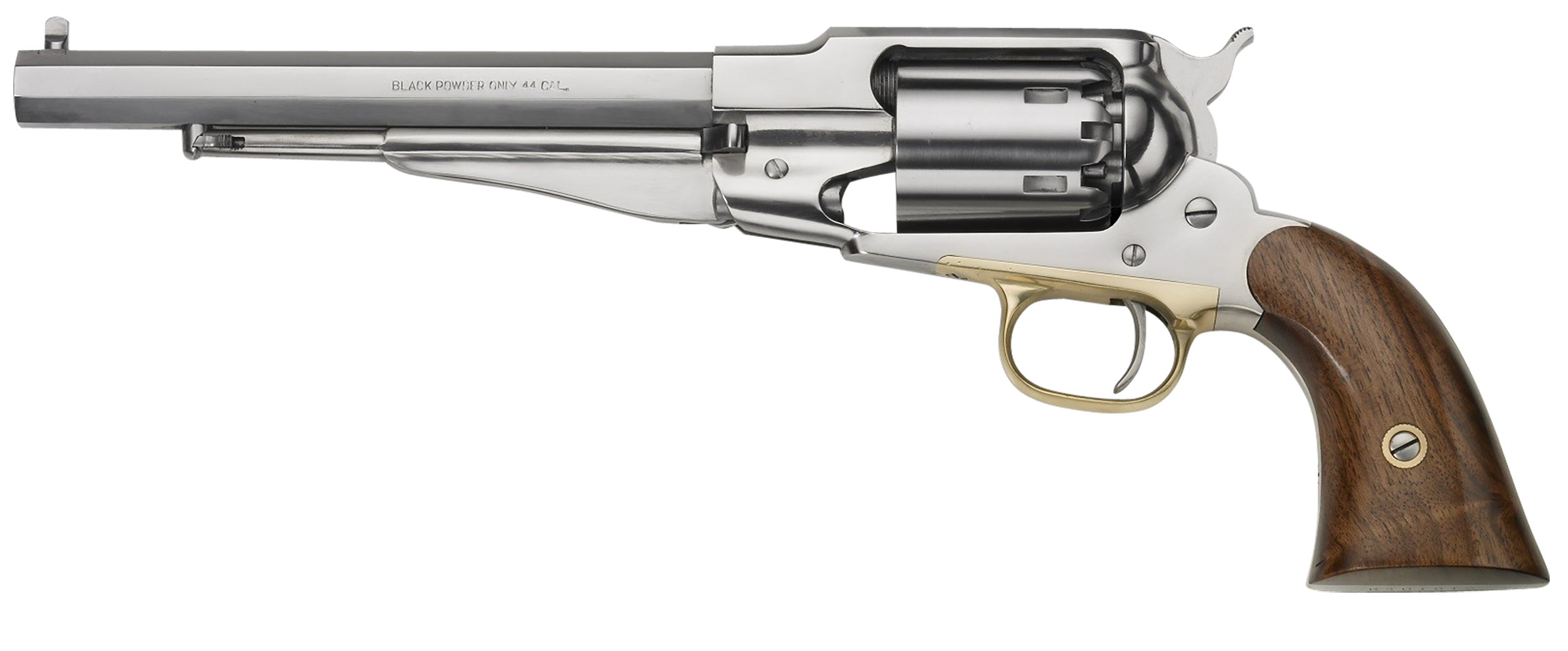 Pietta PF58SS448 1858 Remington Army 44 Cal 8" 6rd Stainless Steel Frame, Cylinder & Octagon Barrel, Walnut Grip, Brass Trigger Guard