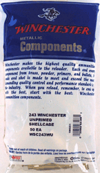 Winchester Unprimed Brass Rifle Cartridge Cases 50/ct .243 Winchester