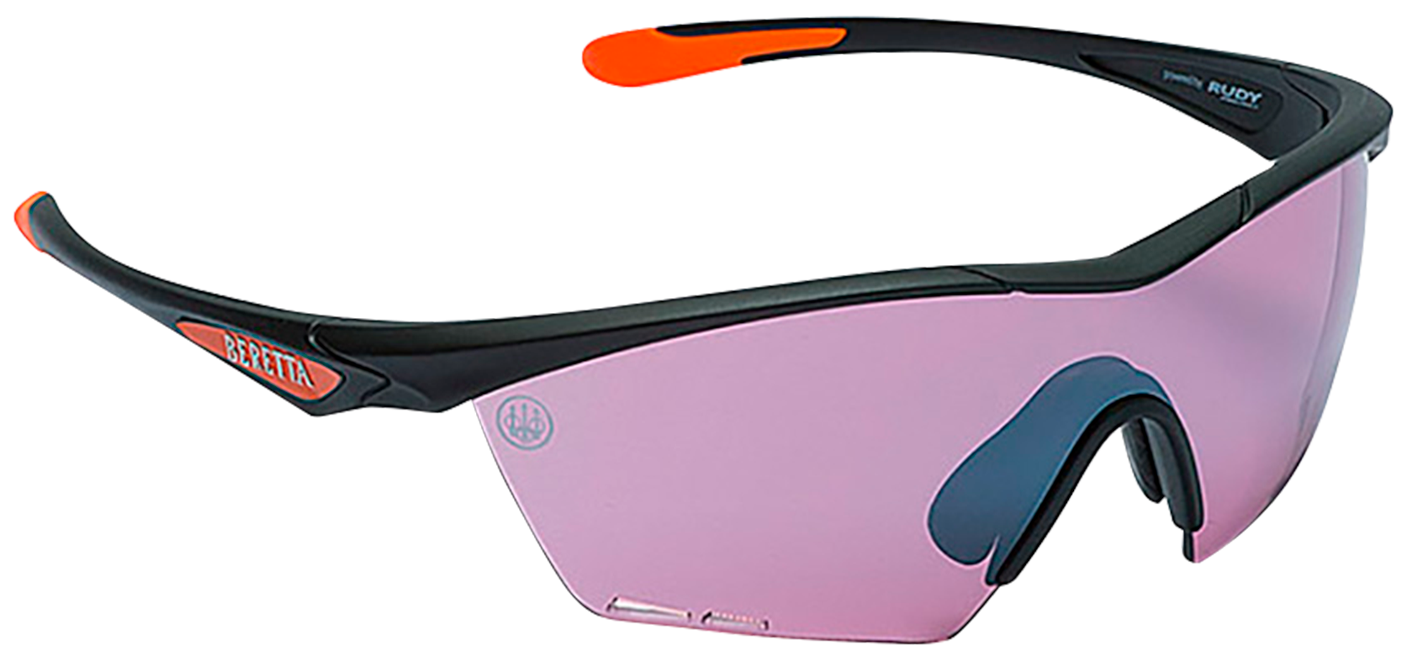 Beretta USA OC031A2354039AUNI Clash Shooting Glasses Purple Lens Black with Orange Accents Frame