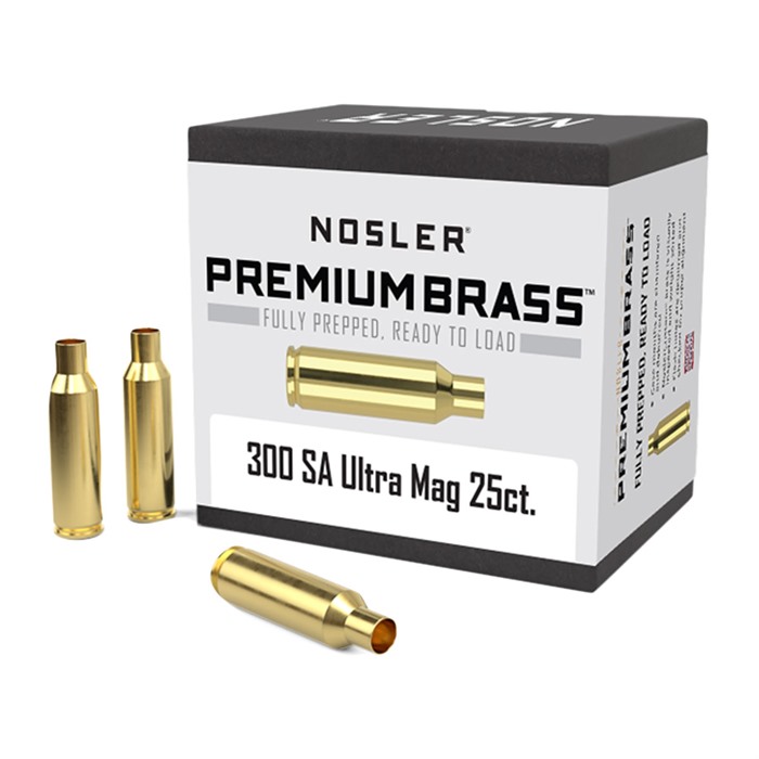 Nosler Unprimed Brass Rifle Cartridge Cases 25 Per Box .300 Rem SA Ultra