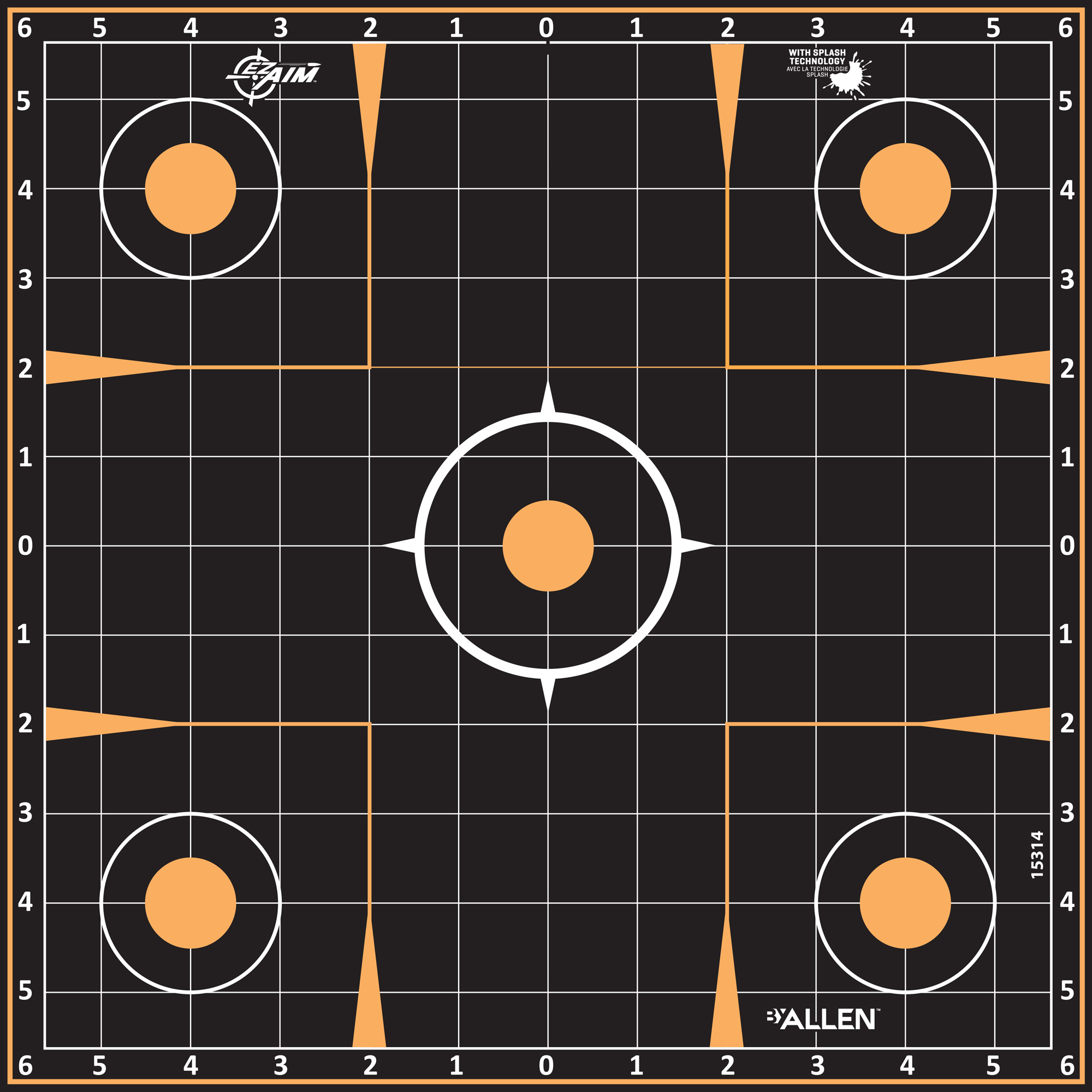 EzAim Splash Sight-In Grid Adhesive Targets 12x12 5 pk.