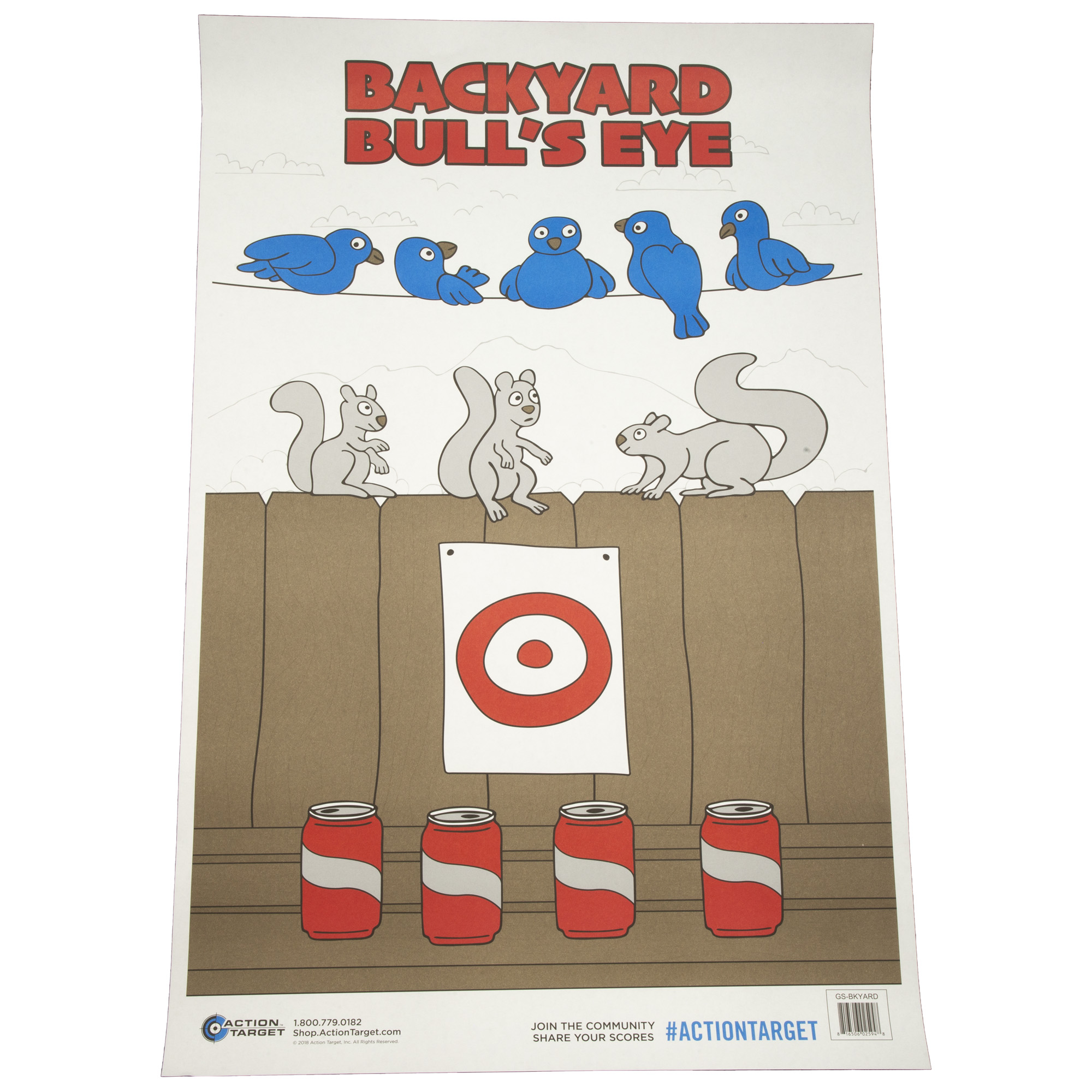 Action Target GSBKYARD100 Entertainment  Animals/Cans/Target Paper Hanging 23" x 35" Multi-Color 100 Per Box
