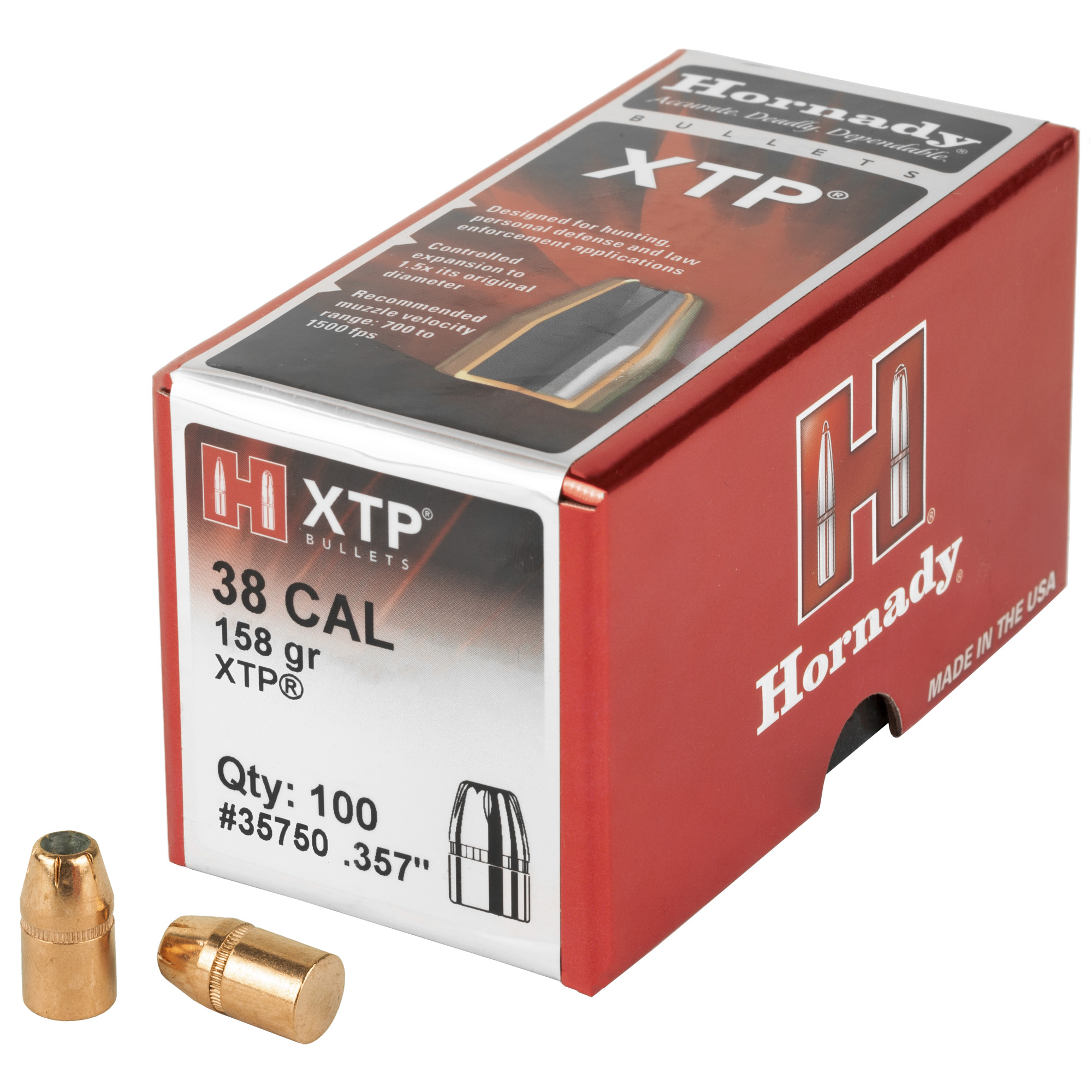 Hornady HP/XTP Bullets 38 cal. .357 in. 158 gr. 100 pk