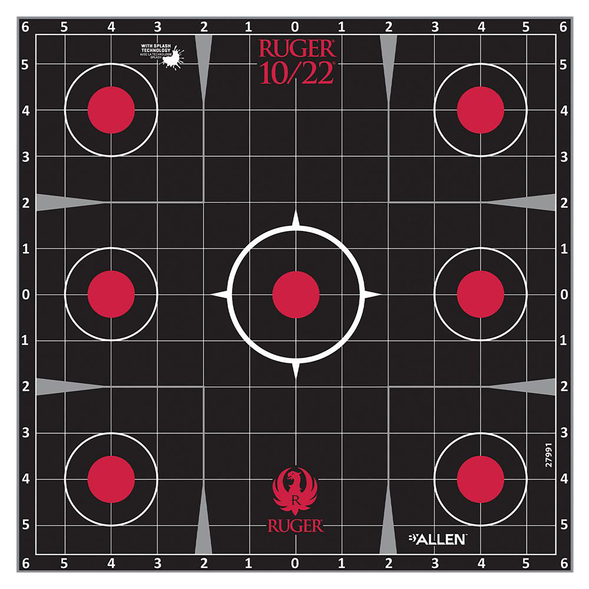 Ruger 28001 Splash Adhesive Target Kit  17.5" X 13.5" Black/Red Includes 3 Paper Targets