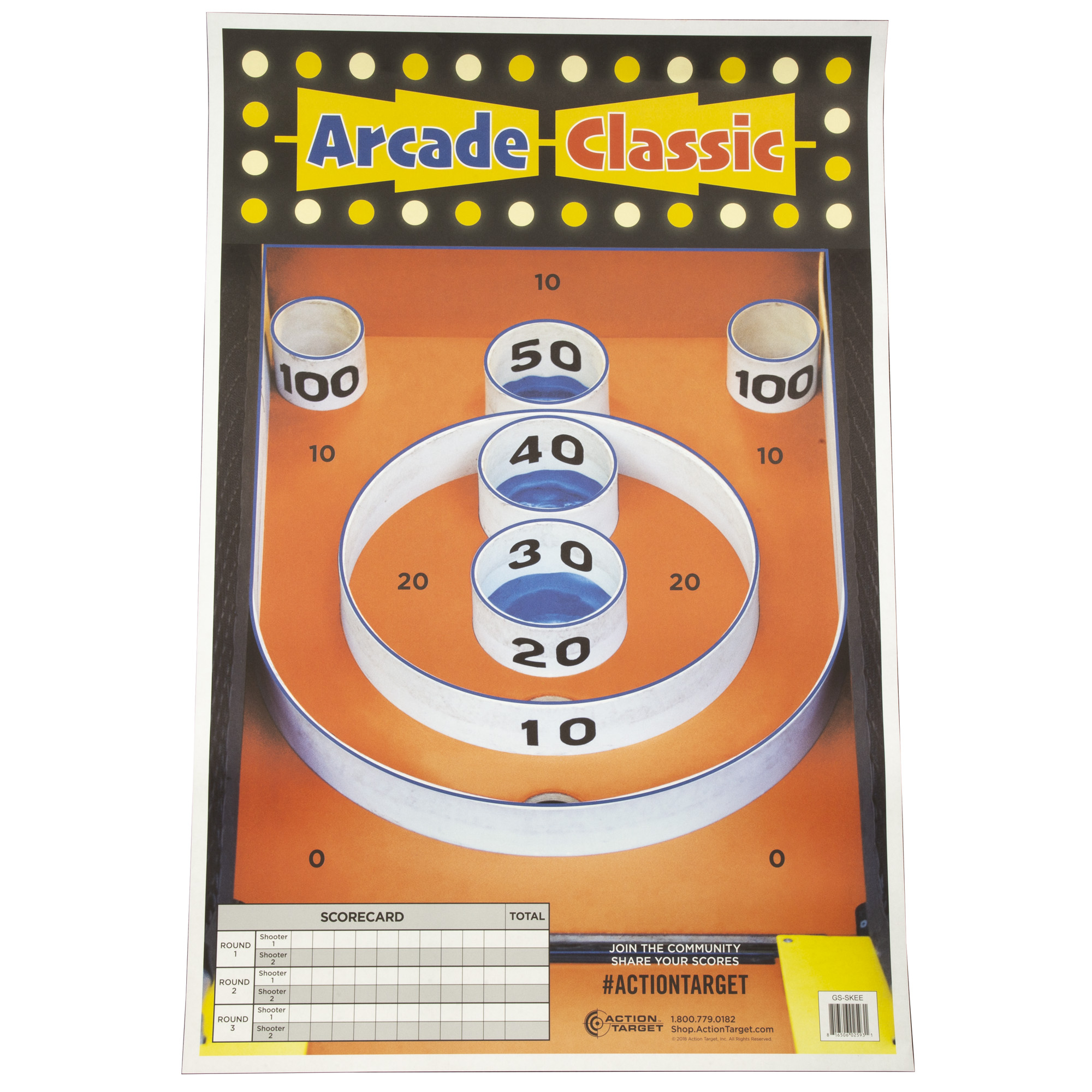 Action Target GSSKEE100 Entertainment  Skee-Ball Paper Hanging 23" x 35" Multi-Color 100 Per Box