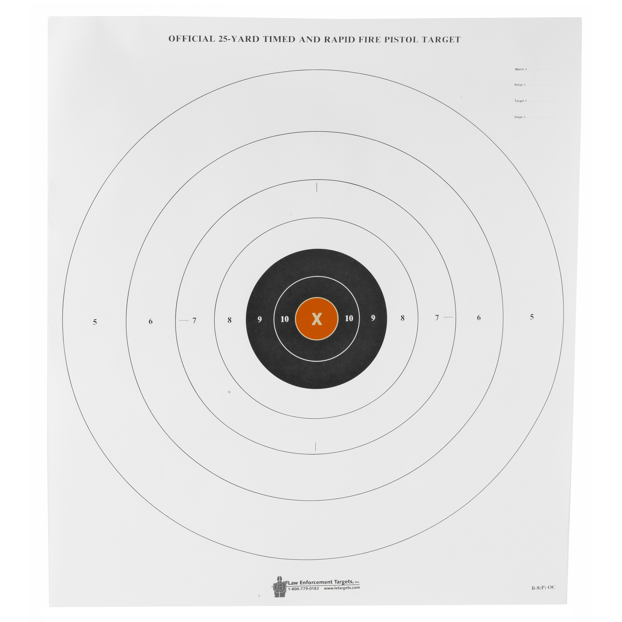 Action Target B8POC100 Competition NRA Time & Rapid Fire Bullseye Paper 25 yds 21" x 24" Black/White 100 Per Box
