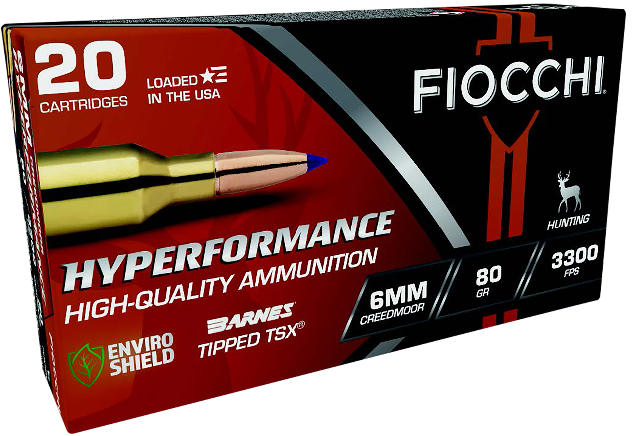 Fiocchi Hyperformance 6mm Creedmoor Barnes Tipped TSX 80 Grain 20 Rounds