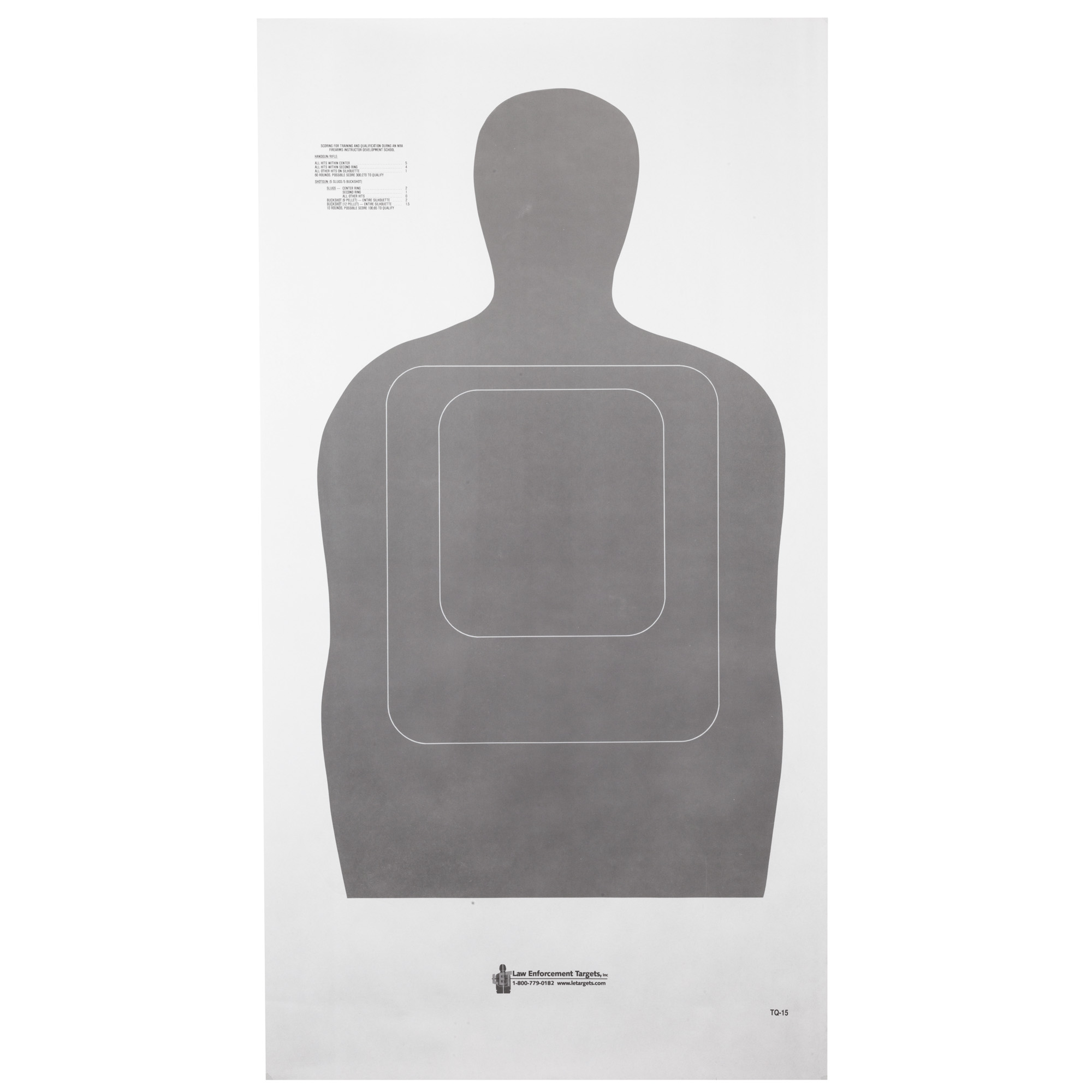 Action Target TQ15GRAY100 Qualification Standard Silhouette Paper Hanging 24" x 45" Gray/White 100 Per Box