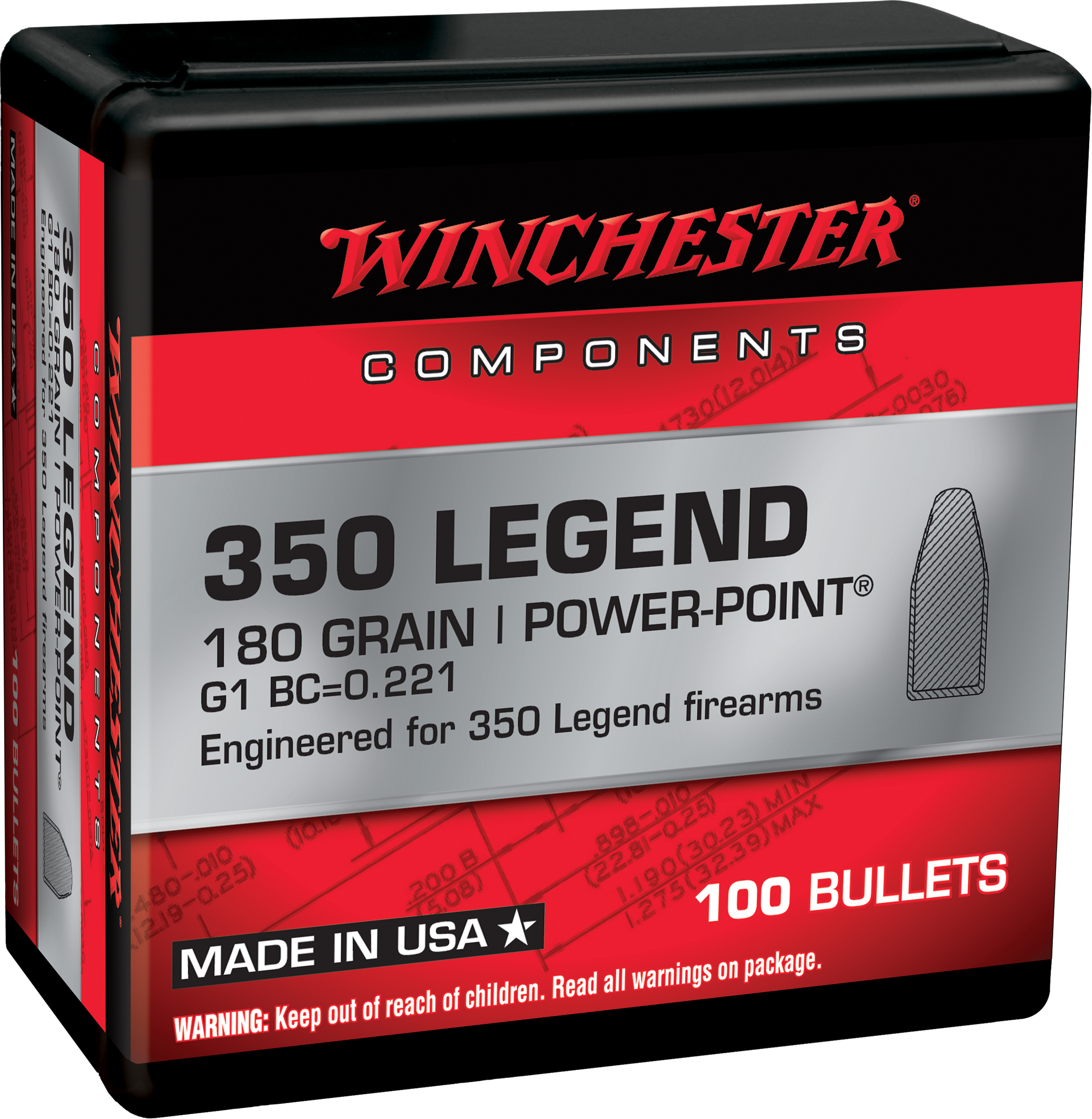 Winchester Ammo WB350P180X Centerfire Rifle  350Legend 180gr Power Point 100 Per Box/10 Case