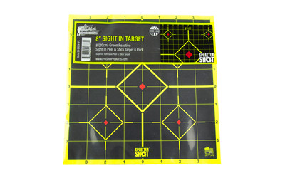 Pro-Shot 8SIGREEN6PK SplatterShot Sight-In Self-Adhesive Paper Black/Green 8" 5-Diamond 6 Pack