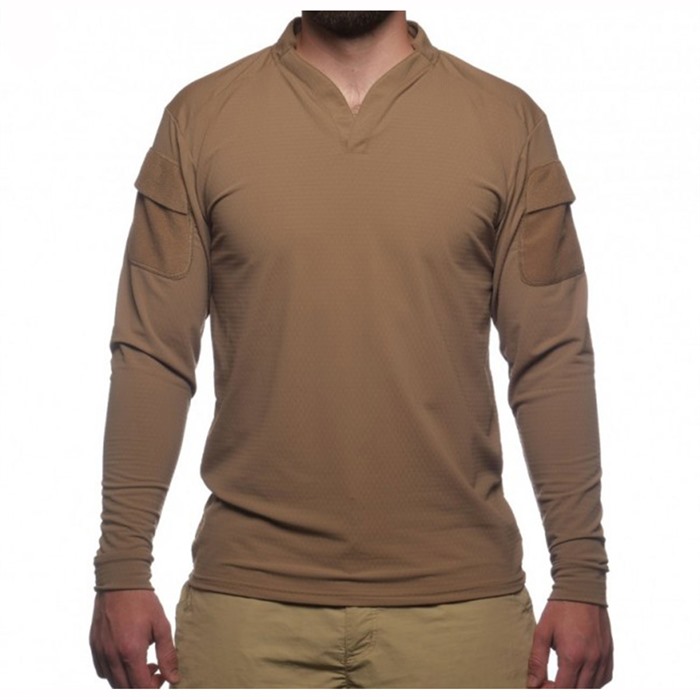 BOSS RUGBY SHIRT LONG SLEEVE COYOTE BROWN MED
