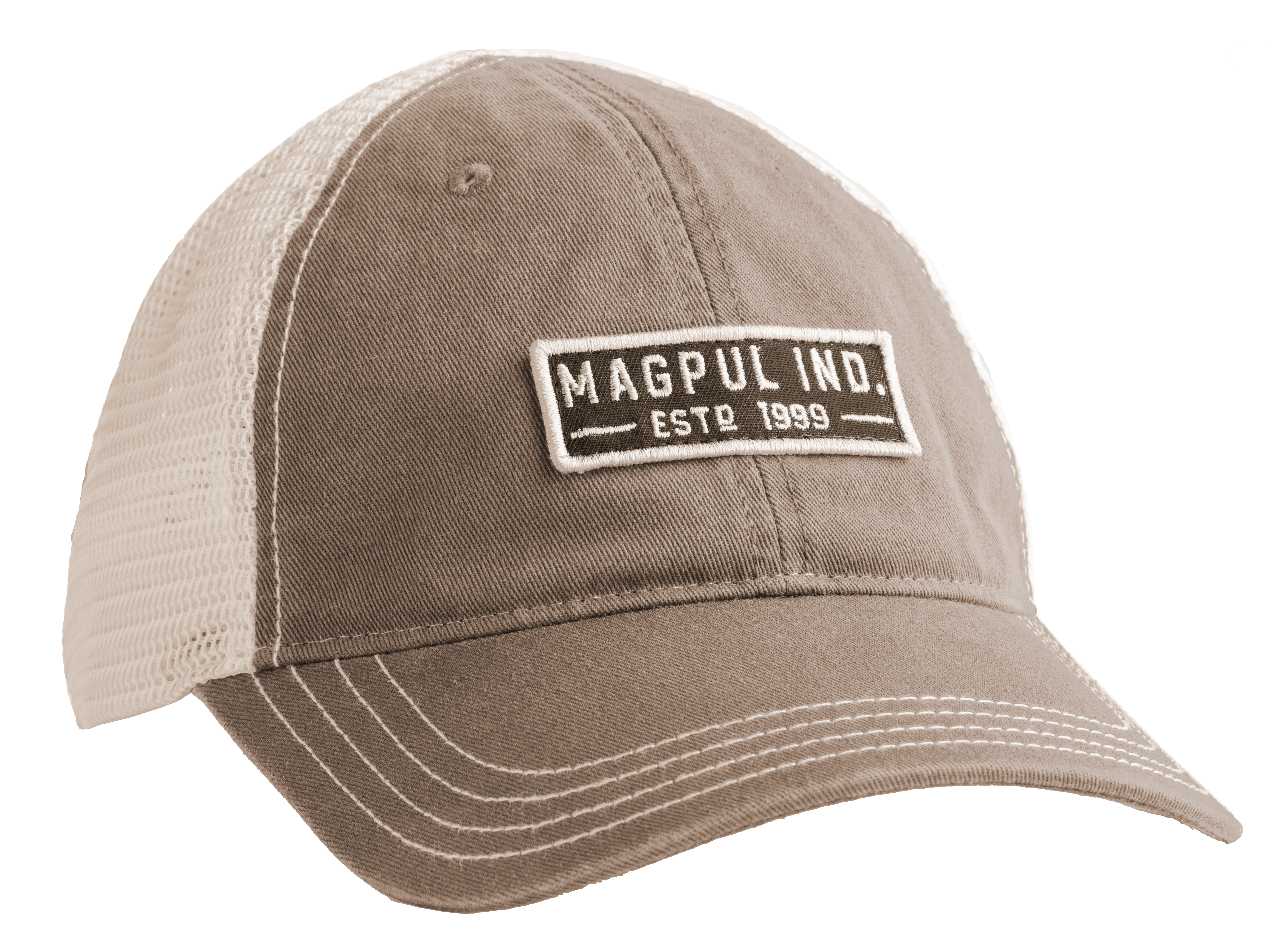Magpul MAG1260-252 Established Garment Trucker Hat Driftwood Adjustable Snapback OSFA Embroidered Patch