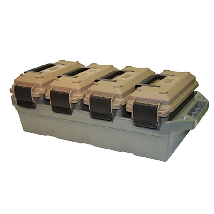 MTM Case-Gard AC4C 4-Can Ammo Crate  30Cal Dark Earth/Army Green Polypropylene