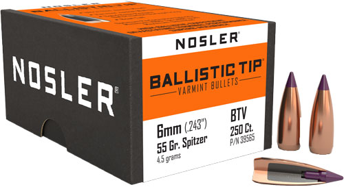 Nosler Ballistic Tip Varmint Bullets 6mm .243" 55 gr SBT-SB 250/ct
