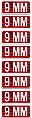 MTM Ammo Caliber Labels 9mm Red 8/ct
