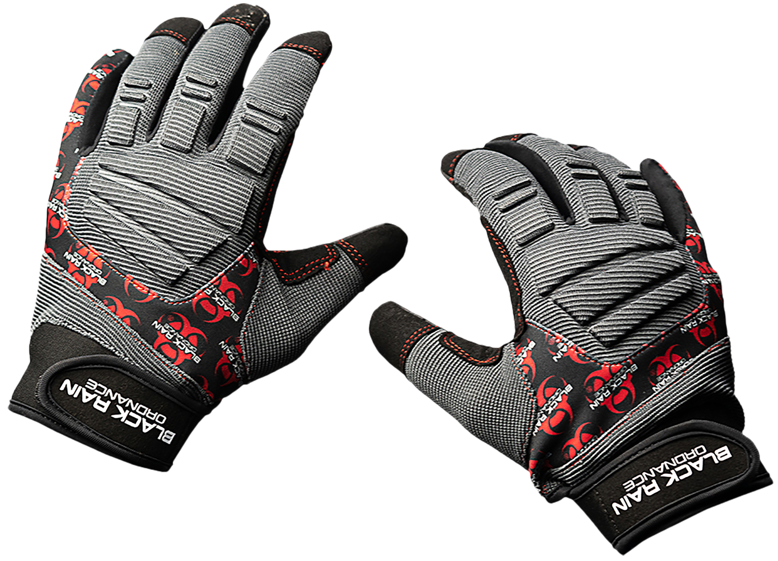 Black Rain Ordnance TACTGLOVEGRY/BLK/RD Tactical Gloves  Black/Gray/Red Small Velcro