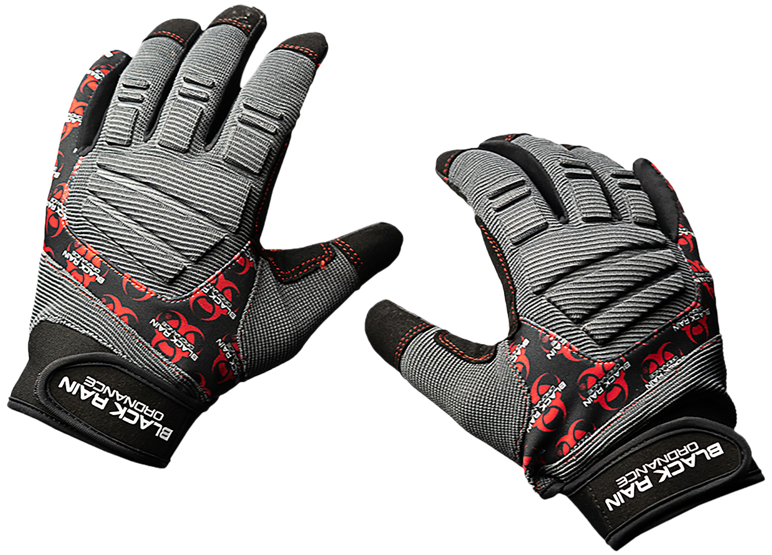 Black Rain Ordnance TACTGLOVEGRY/BLK/RD Tactical Gloves  Black/Gray/Red Medium Velcro