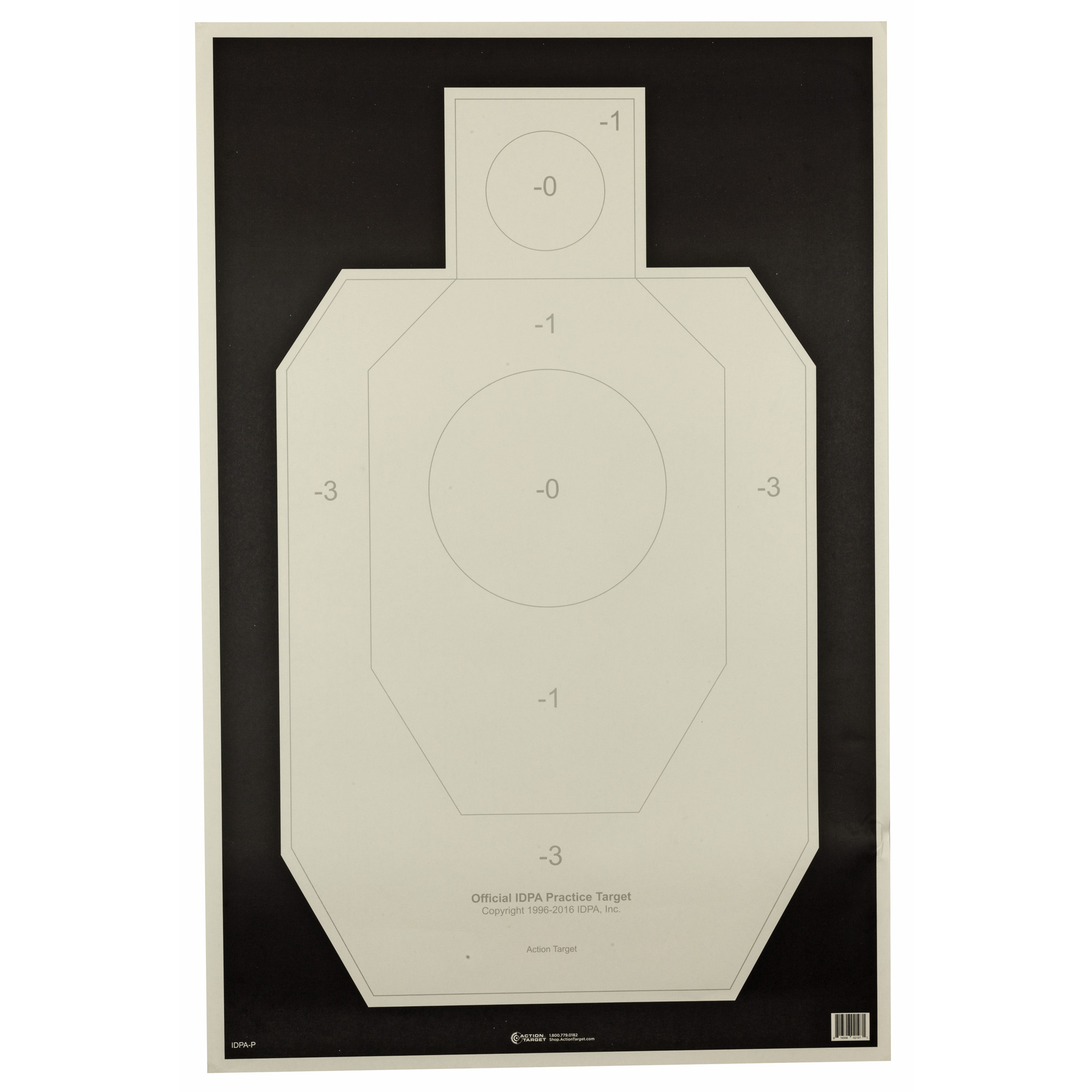 Action Target IDPAP100 Competition Official IDPA Silhouette Tagboard Hanging 23" x 35" Black/White 100 Per Box