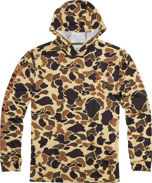 Browning Hooded Long Sleeve Tech Shirt Vintage Tan Camo 2XL