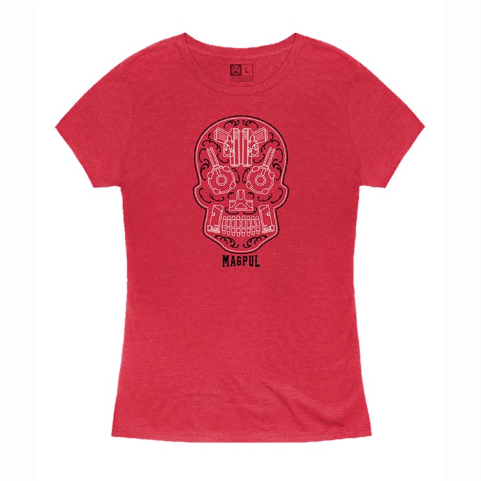 WOMEN'S SUGAR SKULL BLEND T-SHIRT XL RED HEATHER