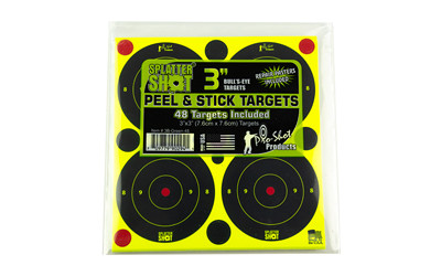 Pro-Shot 3BGREEN48 SplatterShot  Self-Adhesive Paper Black/Green 3" Bullseye 12Pack/48Targets