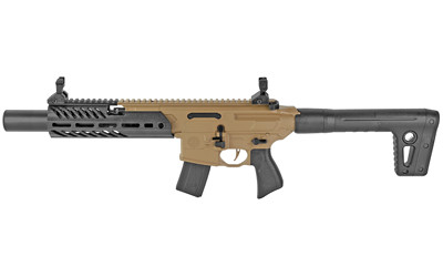 Sig Sauer Airguns AIRMCXCANEBRAKE MCX Canebrake Air  CO2 (Not Included) 177 Pellet 30rd, FDE Metal Rec, Removable Fixed Black Synthetic Stock, Flat Trigger, Flip-Up Sights
