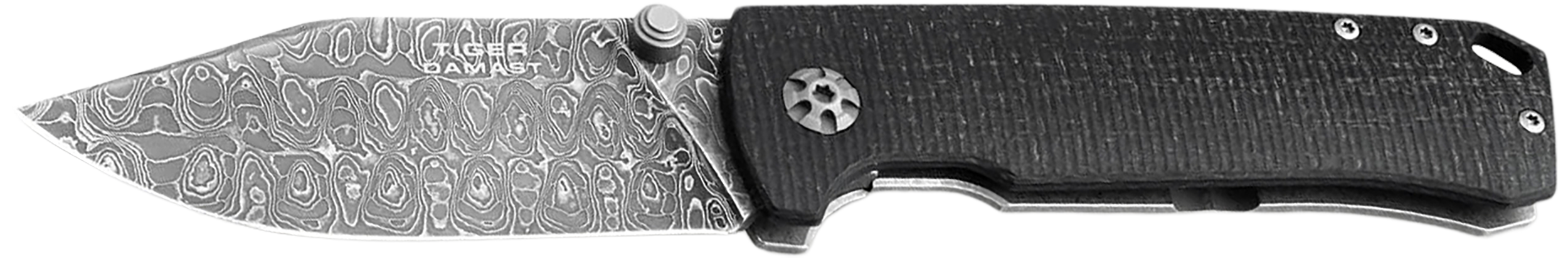 Boker 111103DAM Tiger-Damast  Pocket 3.35" Damascus Blade Micarta Handle
