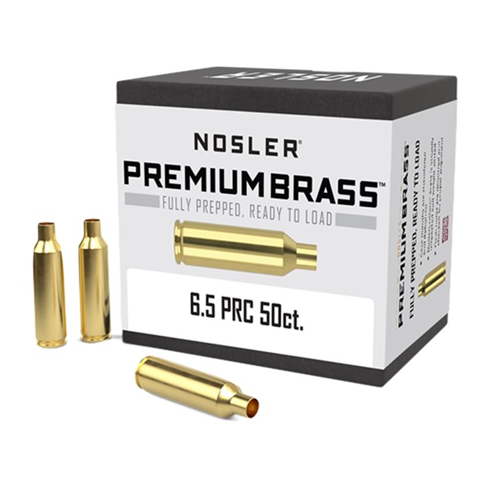 Nosler Unprimed Premium Brass Rifle Cartridge Cases 6.5 PRC 50 Per Box