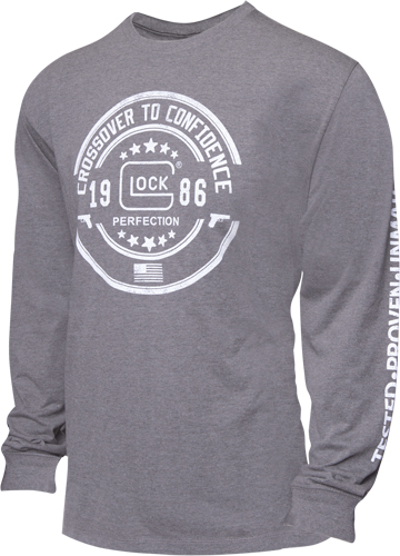 Glock AP95793 Crossover  Heather Gray Cotton/Polyester Long Sleeve Small