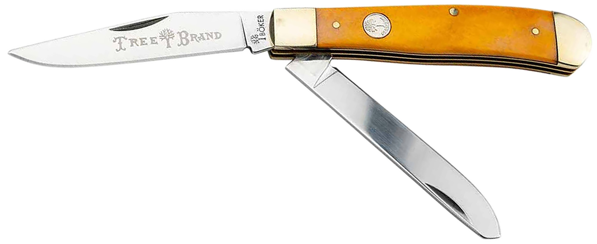Boker 110835 Trapper Traditional Clip Point/Spey Plain D2 Steel Blade Smooth Yellow Bone Handle
