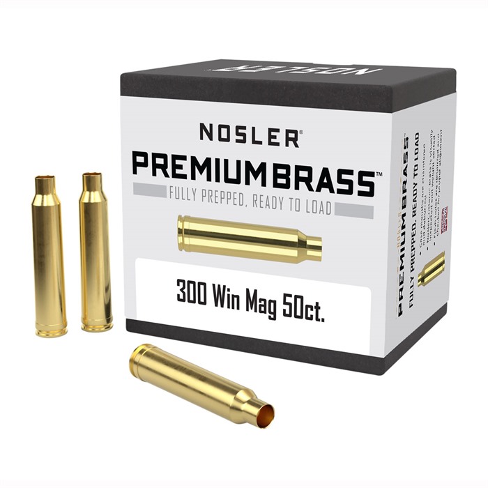 Nosler Unprimed Brass Rifle Cartridge Cases 50 Per Box .300 Win Mag