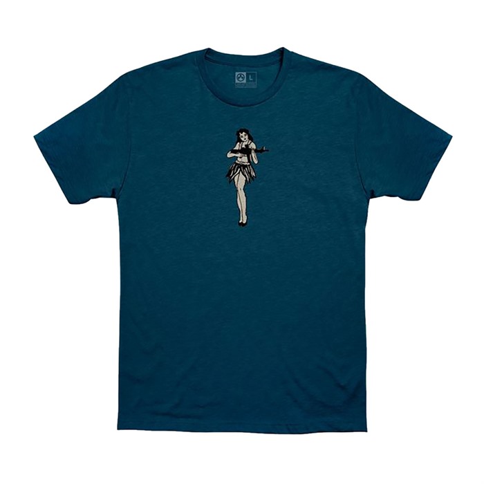 HULA GIRL CVC T-SHIRT BLUE STONE HEATHER SM