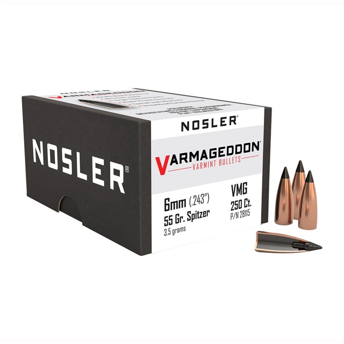 Nosler VarMageddon Bullets 6mm .243" 55 gr FB-TIPPED 250/ct