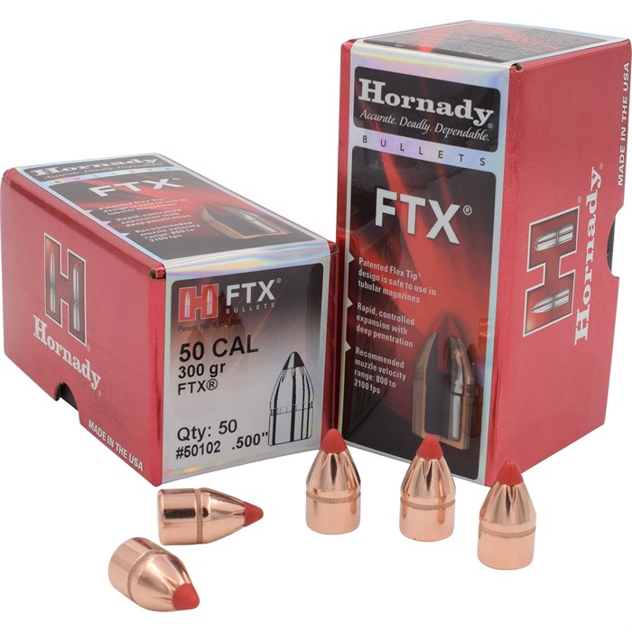 Hornady 50102 FTX  50 Cal .500 300 gr Flex Tip eXpanding 50 Per Box/ 25 Case