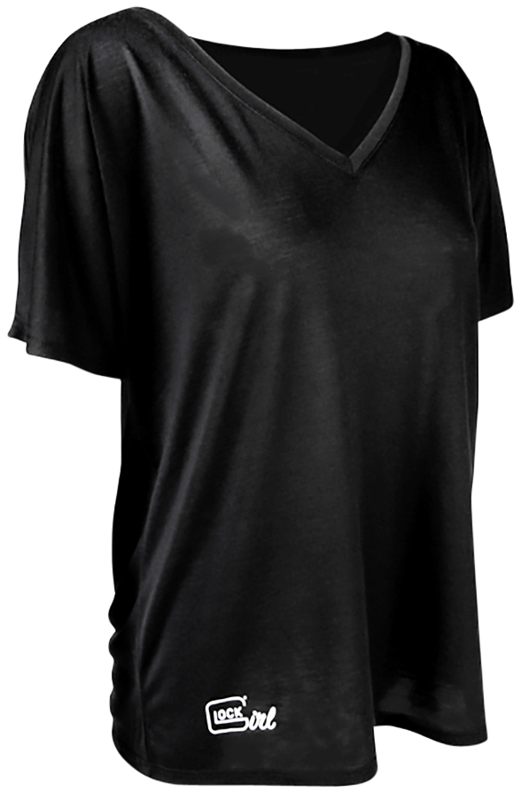 Glock AP960352 Glock Girl Relaxed  Black Pre-Shrunk Cotton Short Sleeve V-Neck Large
