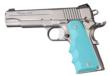 Hogue Government Model Rubber Grip Aqua with Finger Grooves for 1911 Pistols