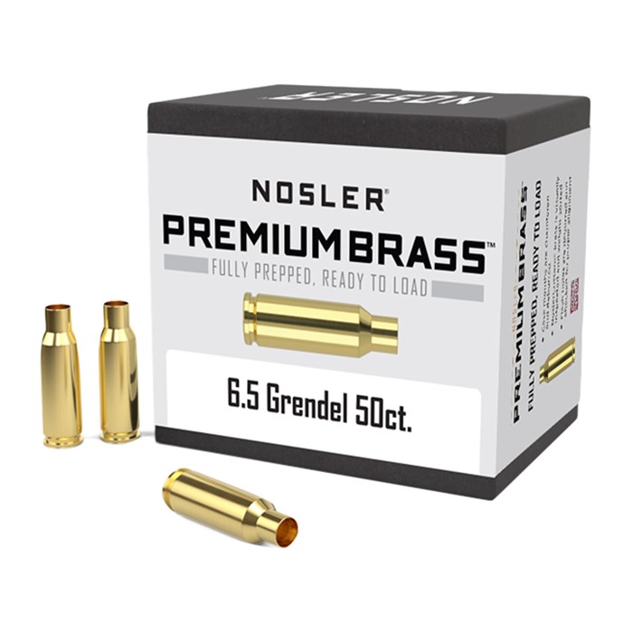 Nosler Unprimed Brass Rifle Cartridge Cases 50 Per Box 6.5mm Grendel