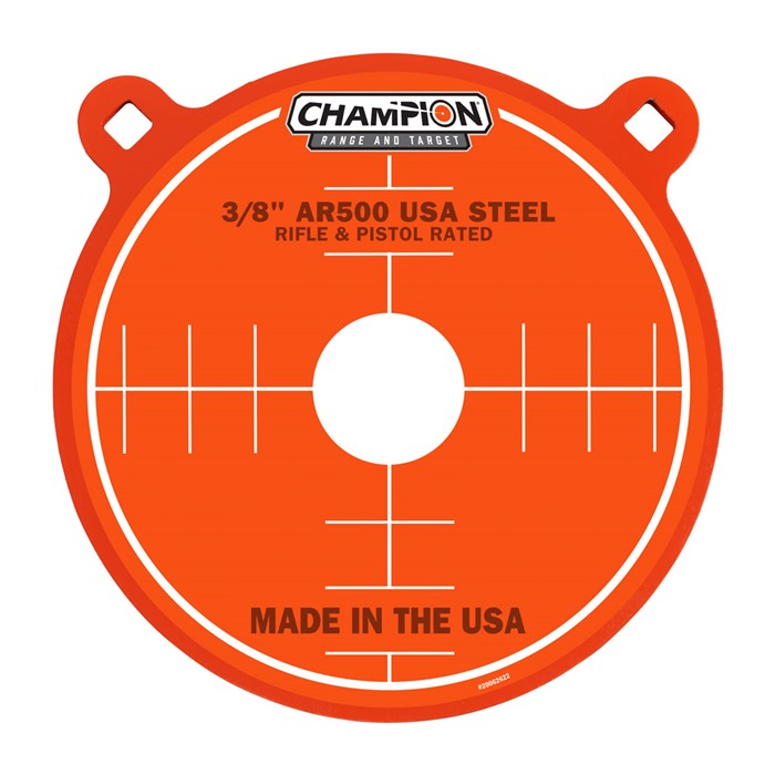 Champion Targets 44911 Center Mass Gong 10" Rifle Gray AR500 Steel Gong 0.38" Thick Hanging