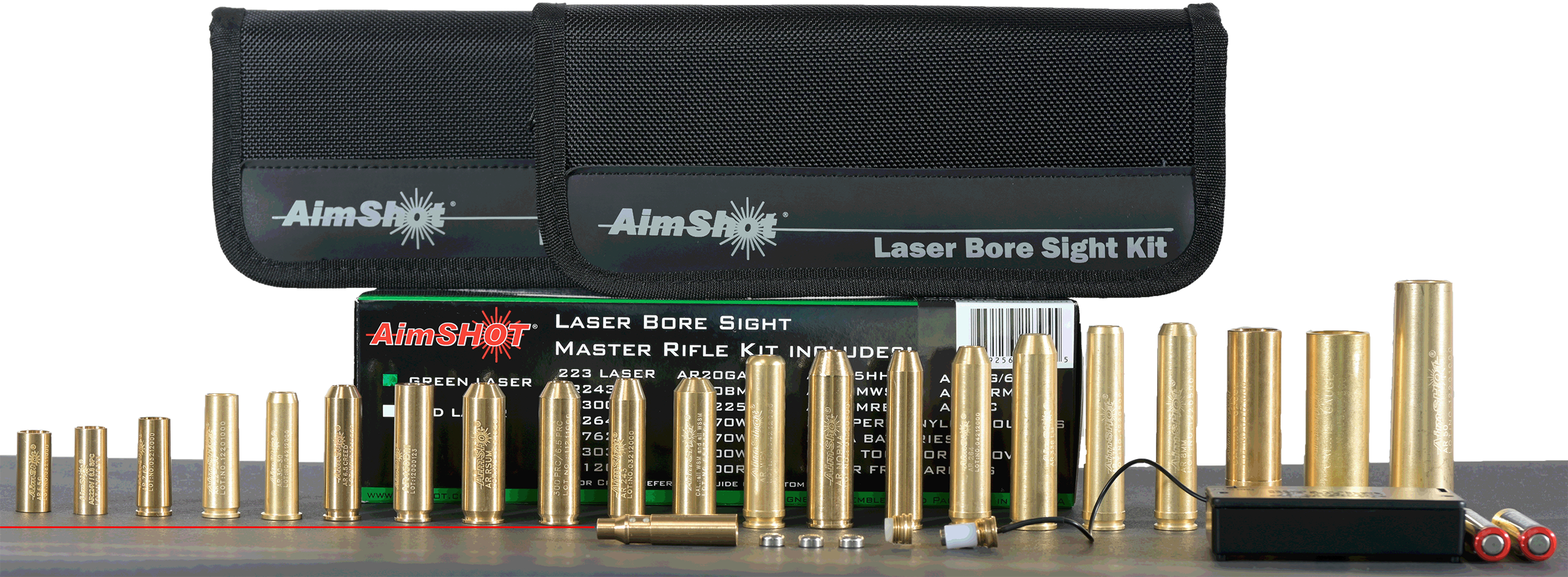 AimShot Master Kit Multi Caliber Bore Sight 650nm Laser for Rifles