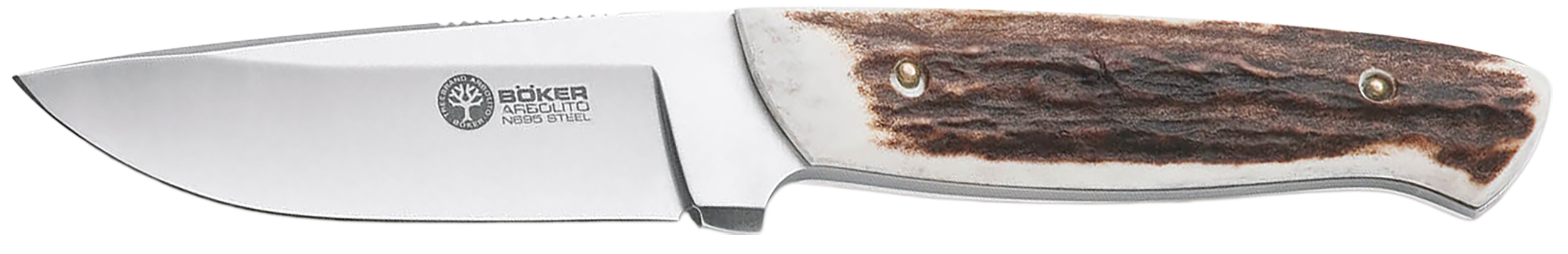 Boker 02BA319H Stag Hunter  3.50" Drop Point Plain N695 Blade 4" Rugged Stag Handle