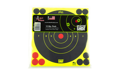 Pro-Shot 6BGREEN12PK SplatterShot  Self-Adhesive Paper Black/Green 6" Bullseye 12 Pack