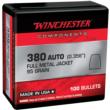 Winchester Ammo WB380MC95X Centerfire Handgun Reloading 380ACP 95gr Full Metal Jacket 100 Per Box/10 Case