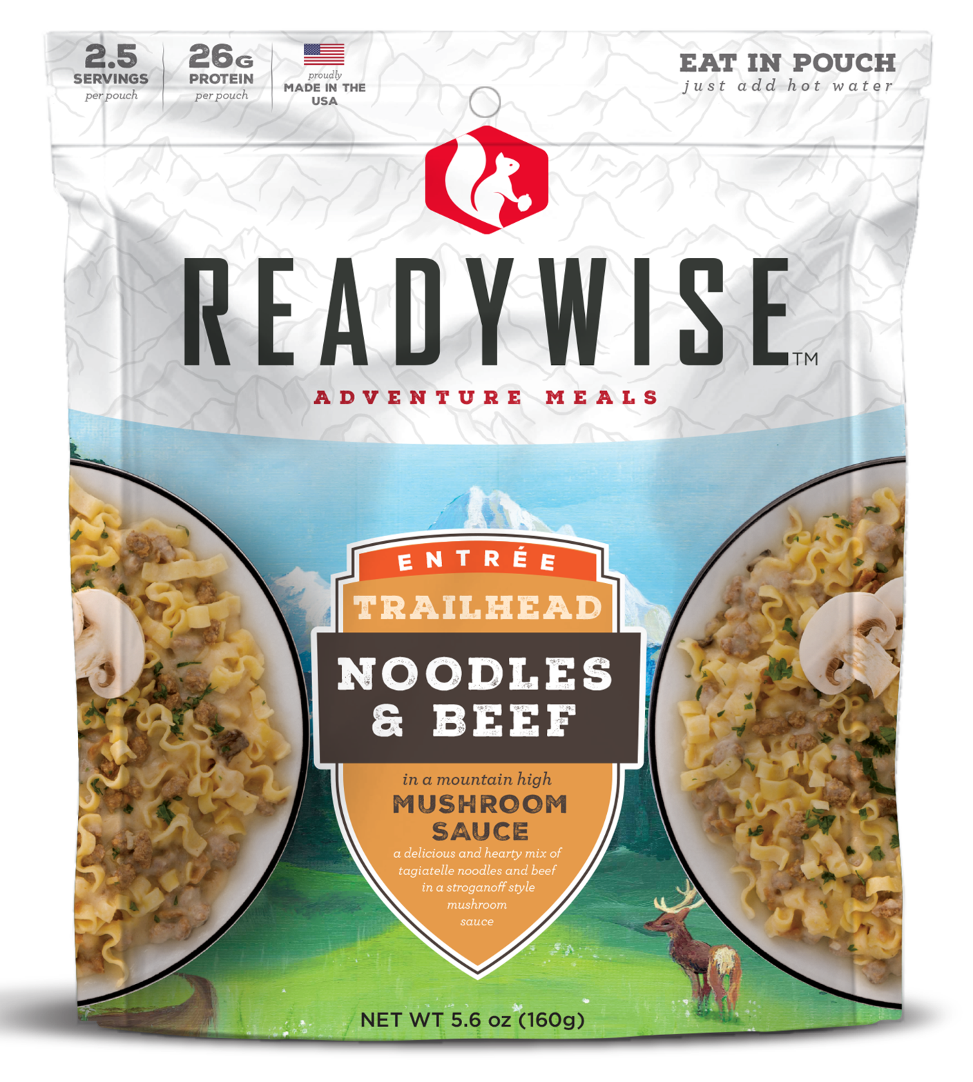 ReadyWise RW05004 Trailhead Noodles & Beef  2.5 Servings In A Resealable Pouch, 6 Per Case
